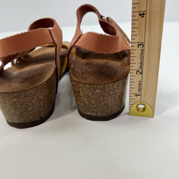 Bio-Gold Colorful Pastel Cross Strap Leather Slip On Sandals Womens Size 7.5 - Picture 7 of 13